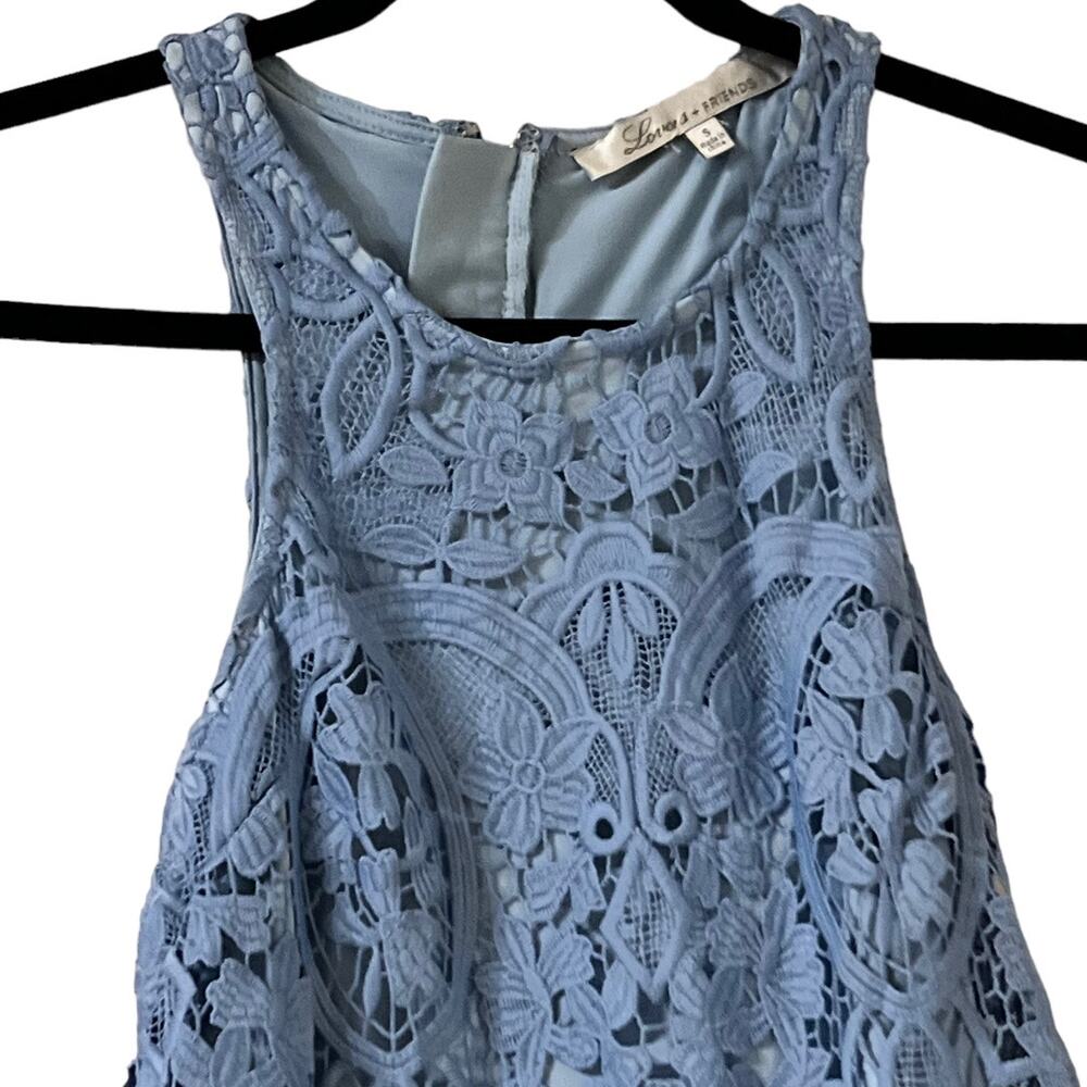 Lovers & Friends Caspian Shift Lace Coquette Crystal Blue Mini Dress Size S - Picture 5 of 14